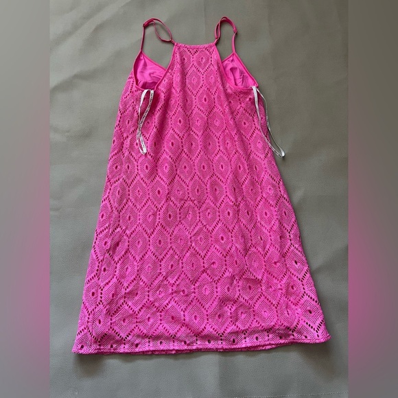 Lilly Pulitzer Dusk Metallic Lace Sleeveless Shift Mini Slip Dress Pop Pink XS - Picture 8 of 10